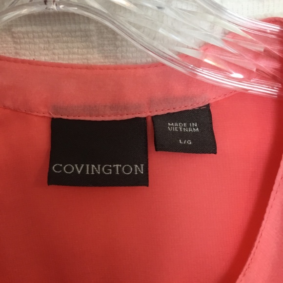 Covington Ladies Gradient Color Change Blouse Comes With Camisole Coral Size L - Picture 5 of 7